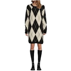 ANTONIO MELANI Black and Cream Long Sleeve Sweater Dress